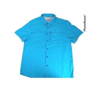 Coleman Outdoor Vented Short Sleeve Shirt Mens XL Blue Fishing Hiking Camping